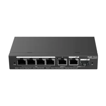 SWITCH PoE+ REYEE RG-ES206GS-P 4P DOWNLINK + 2P UPLINK (1P SFP FIBRA COMBO) 54W GIGABIT